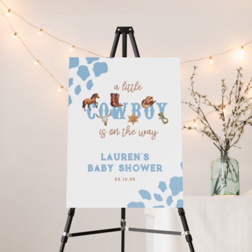 Blue Western Little Cowboy Baby Boy Shower Welcome Foam Board