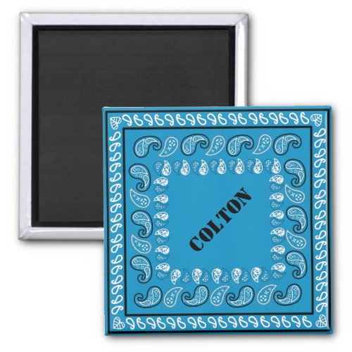 Blue Western Paisley Bandana Personalized Magnet