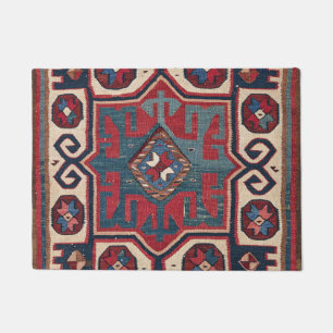 Blue Western Santa Fe Cowboy Style Ornate Doormat