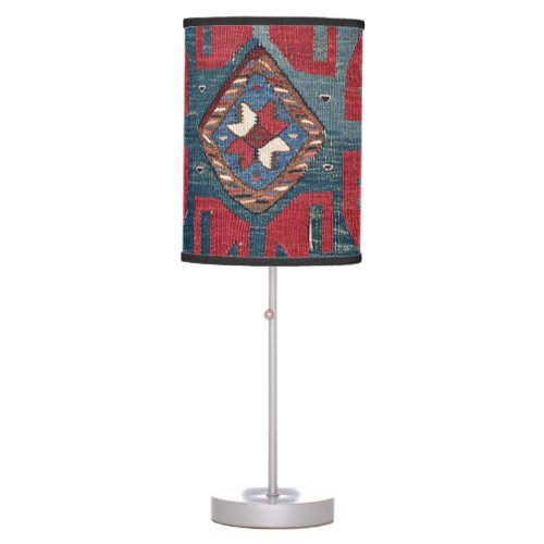 Blue Western Santa Fe Cowboy Style Ornate  Table Lamp