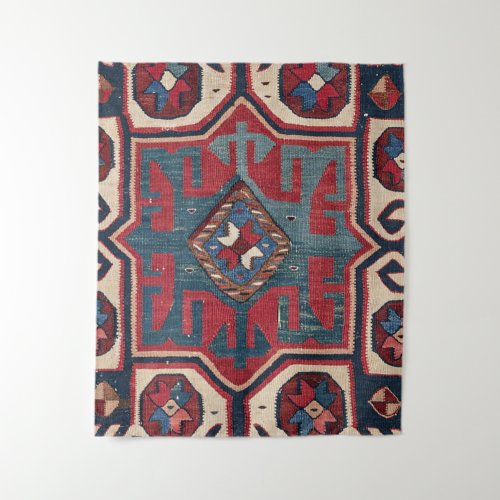 Blue Western Santa Fe Cowboy Style Ornate  Tapestry