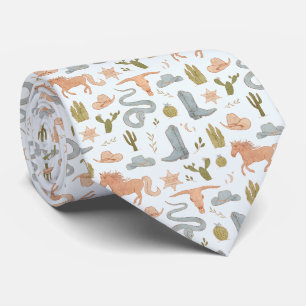 Blue Western Theme Neck Tie