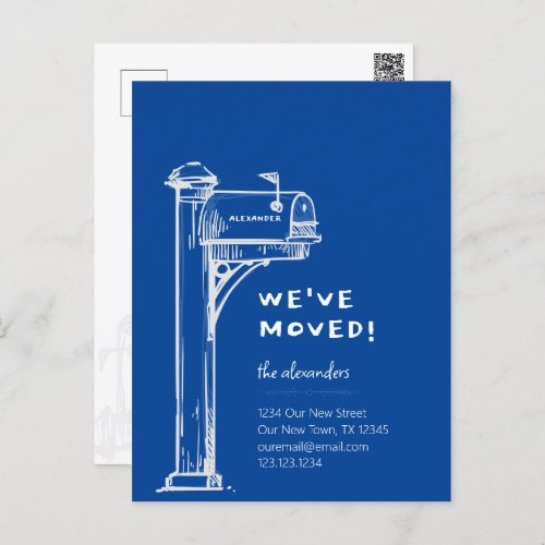 Blue Weve Moved Distressed Mailbox Moving Postcard