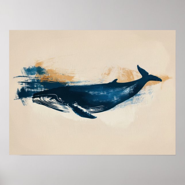 Blue Whale abstract drawing Small Poster (Front)