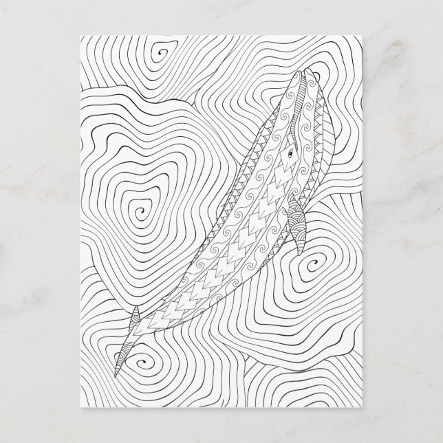 Blue Whale Adult Coloring Postcard (Front)