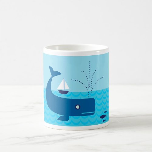 Blue Whale And Blue Sailboat Coffee Mug