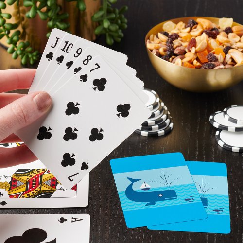 Blue Whale And Blue Sailboat Playing Cards