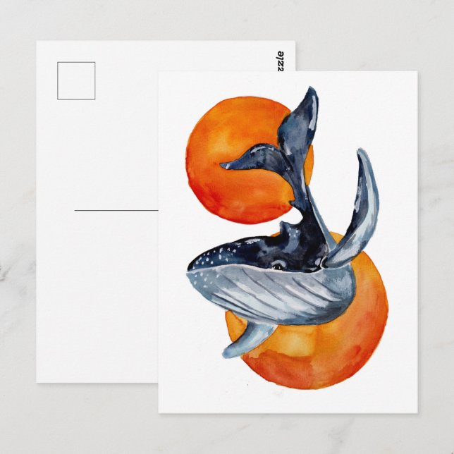 Blue Whale and Golden Balls Postcard (Front/Back)