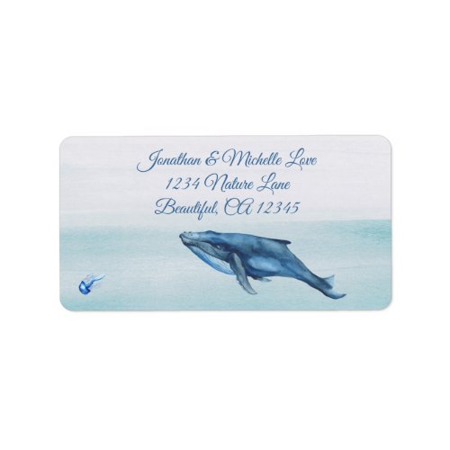 Blue Whale and Jellyfish Ocean Beach Address Label