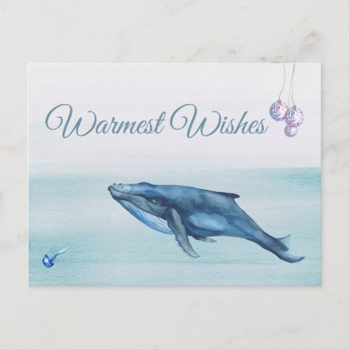 Blue Whale and Jellyfish Warmest Wishes Beach Holiday Postcard