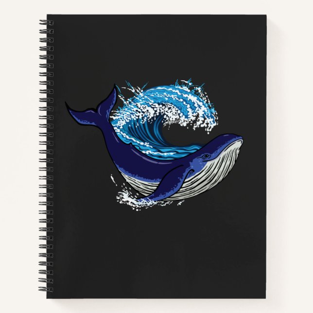 Blue Whale and wave Notebook (Front)