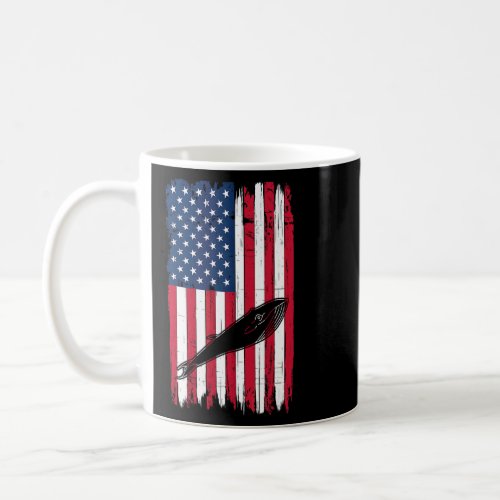 Blue Whale Animal Silhouette American Flag Usa Pat Coffee Mug