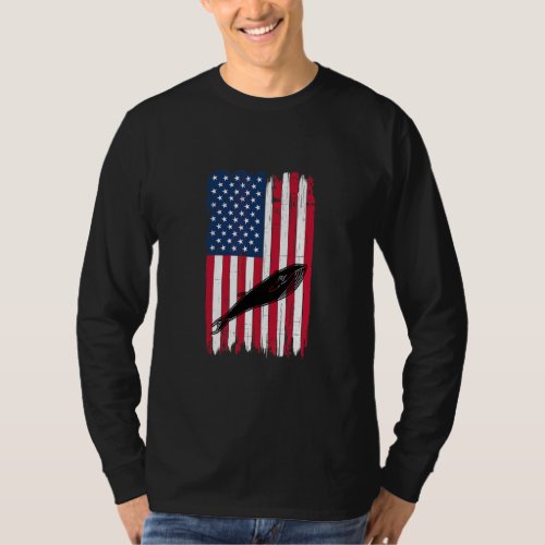 Blue Whale Animal Silhouette American Flag Usa Pat T_Shirt