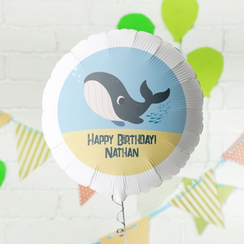 Blue whale any age birthday  balloon