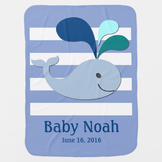 Blue Whale Baby Blanket (Front)