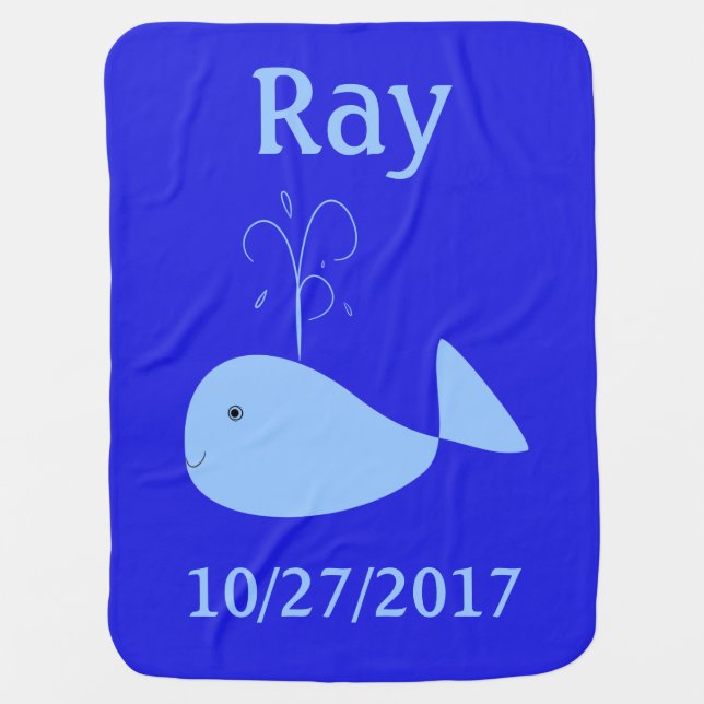 Blue Whale Baby Blanket (Front)