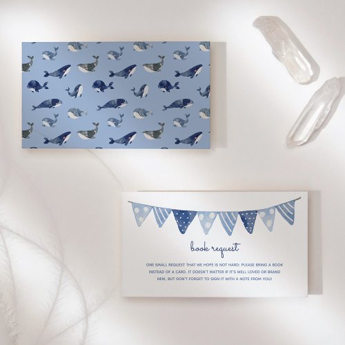 Blue Whale Baby Shower Book Request Enclosure Card