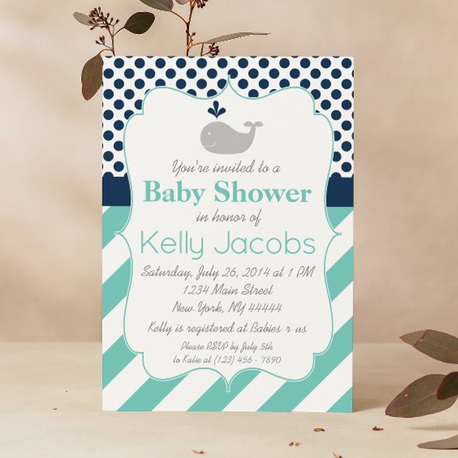 Blue Whale Baby Shower Invitation (Creator Uploaded)