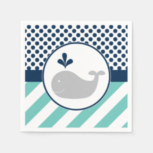 Blue Whale Baby Shower Napkins
