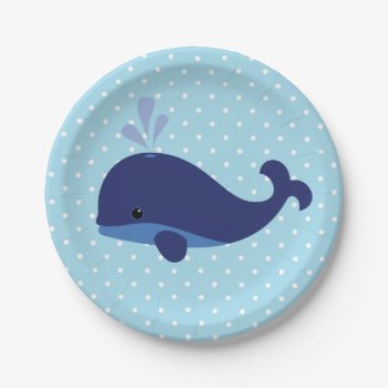 Blue Whale Baby Shower Paper Plates by CardinalCreations at Zazzle