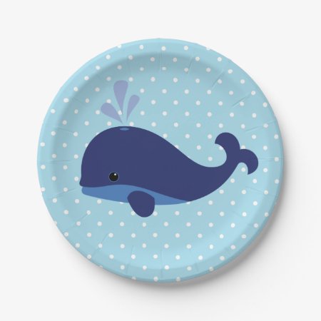 Blue Whale Baby Shower Paper Plates