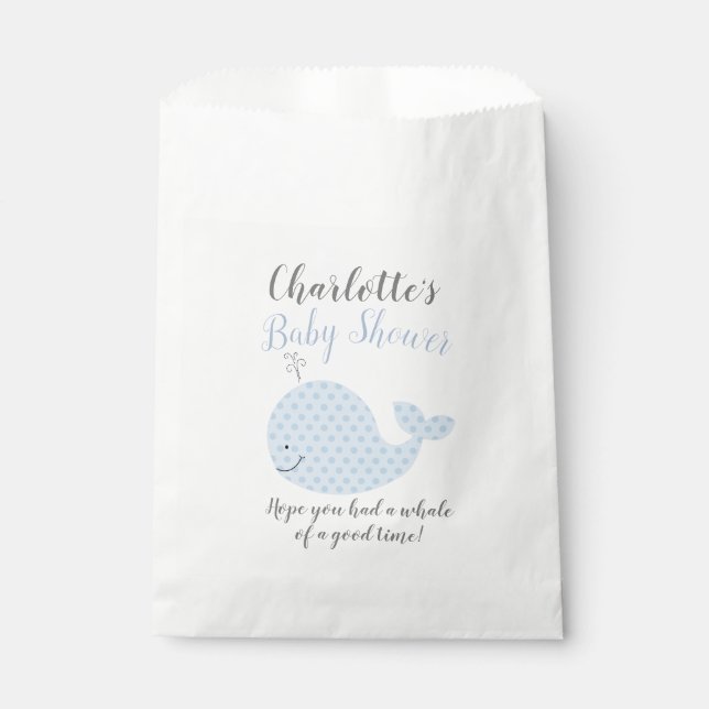 Blue Whale Baby Shower Party Favor Bags (Front)