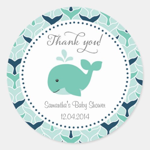 Blue Whale Baby Shower Sticker