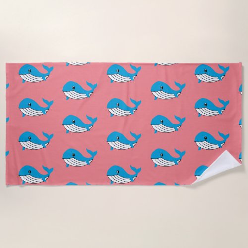 blue whale  beach towel