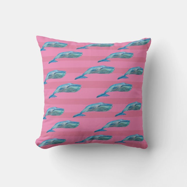 Blue whale big fish ocean life  throw pillow (Front)
