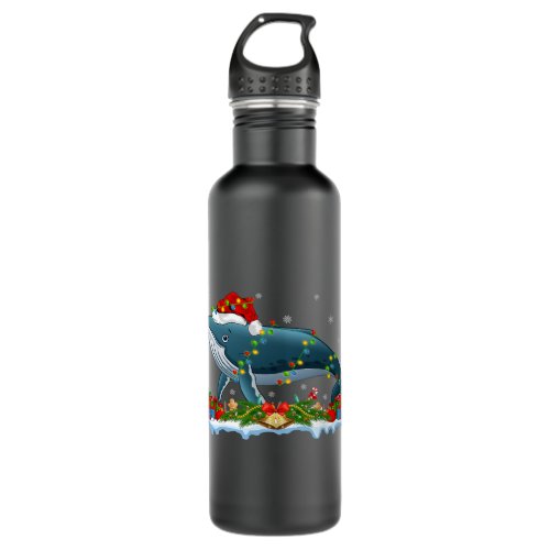 Blue Whale Bird Xmas Lighting Santa Blue Whale Chr Stainless Steel Water Bottle