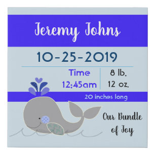 Blue Whale Birth Stats Canvas Art