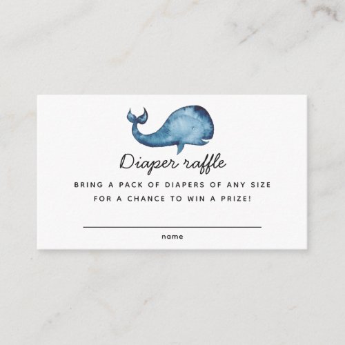 Blue whale boy Baby Shower Diaper Raffle ticket  Enclosure Card