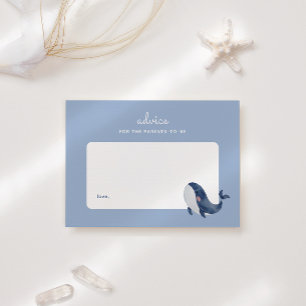 Blue Whale Boy Baby Shower Parenting Advice Note Card