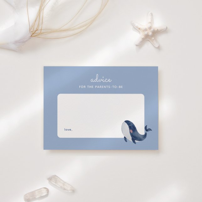 Blue Whale Boy Baby Shower Parenting Advice Note Card (Creator Uploaded)
