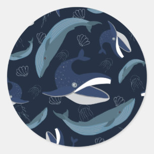 Blue Whale Classic Round Sticker