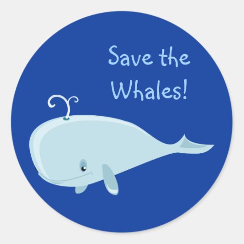 Blue Whale Classic Round Sticker