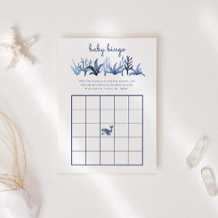 Blue Whale Coral Party Baby Shower Baby Bingo Game