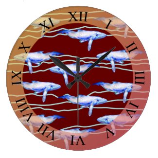 Blue whale Custom Large Clock