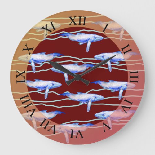 Blue whale Custom Large Clock