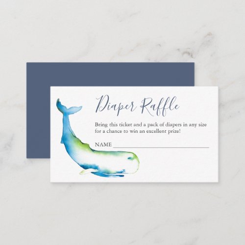 Blue Whale Diaper Raffle Invitation Enclosure