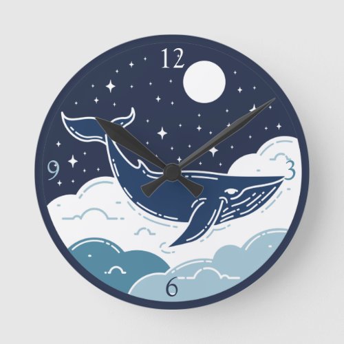 Blue Whale Dream Round Clock