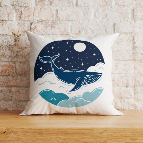 Blue Whale Dream Throw Pillow