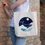 Blue Whale Dream Tote Bag<br><div class="desc">Whimsical illustration of a blue whale floating above the clouds under a blue sky.</div>