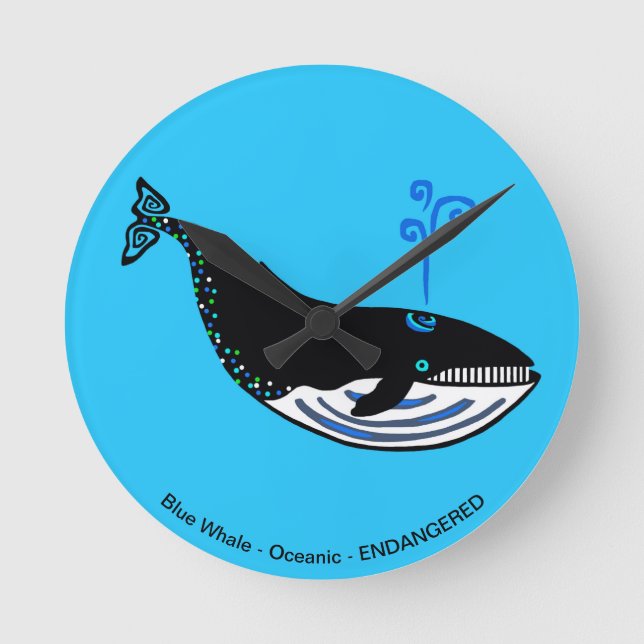 - Blue WHALE - Endangered animal - Conservation - Round Clock (Front)