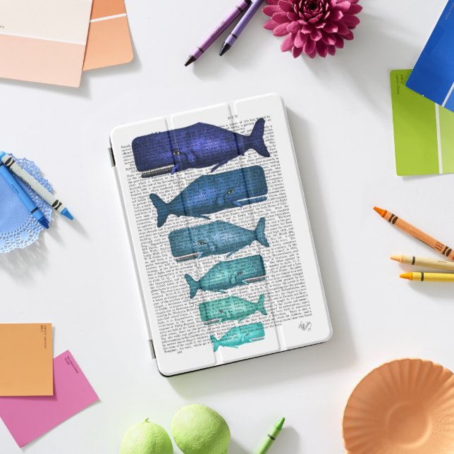 Blue Whale Family iPad Pro Cover (Desk)