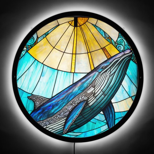 Blue Whale Faux Stained Glass Wall light LED Sign