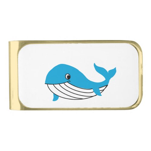 blue whale gold finish money clip