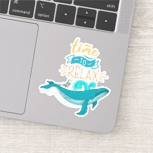 Blue Whale Happy Cute Time to Relax Sticker