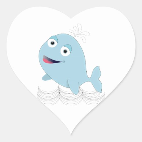 Blue Whale Heart Sticker