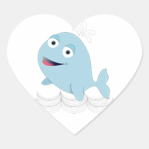 Blue Whale Heart Sticker